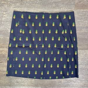 J. Crew navy blue with yellow pineapple print a line skirt size 2 B49